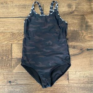 Athleta girls camo one piece swimsuit size 12/L